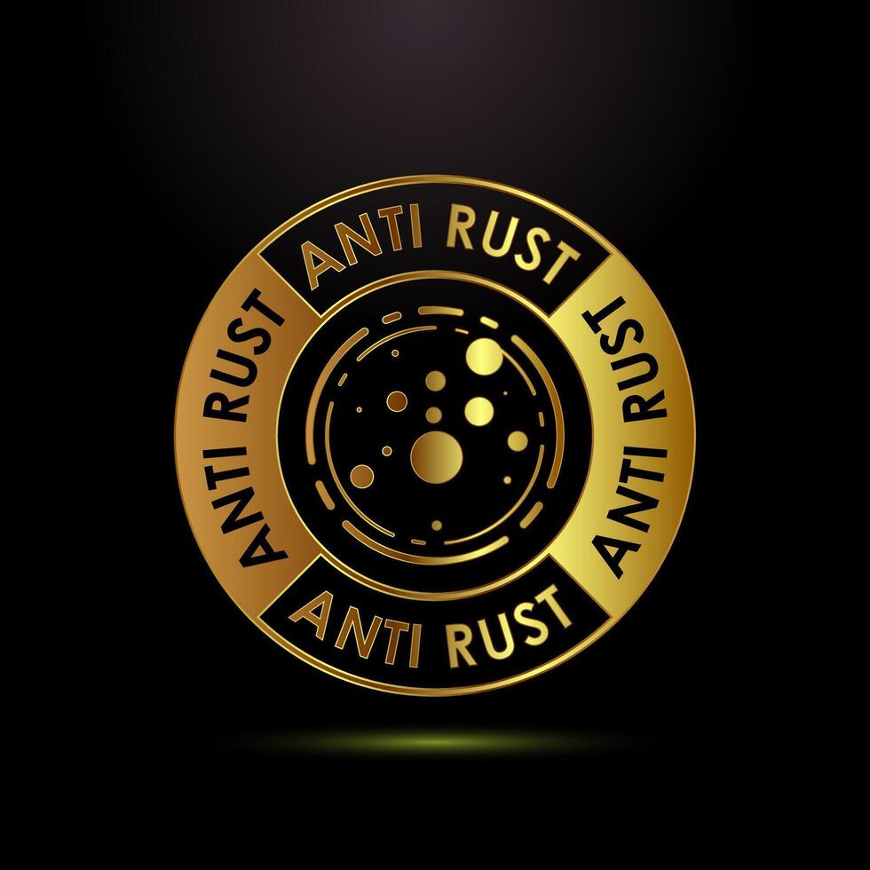 Anti rust icon illustration. Anti oxidation sign, Rust resistant symbol in gold color style vector