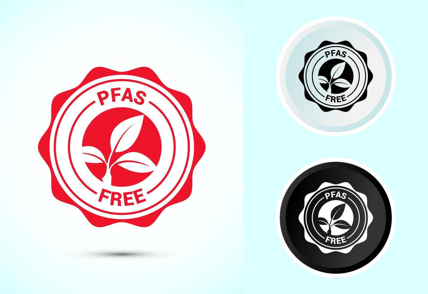 PFAS free icon design illustration, PFAS free label, Proper nutrition symbol in color black and white vector