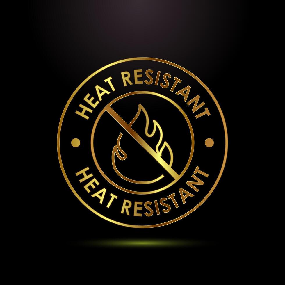 Heat resistant icon illustration, Heat resistant label sign symbol in gold color style vector
