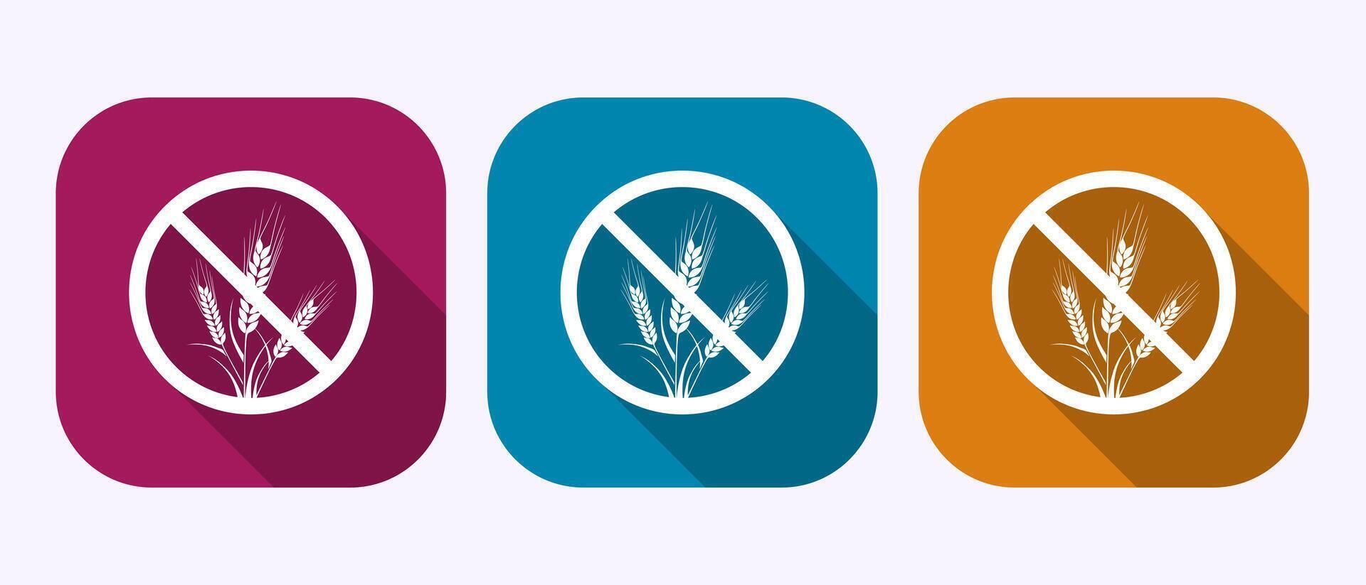 Gluten free icon design illustration, Non gluten food sign in shadow button design vector