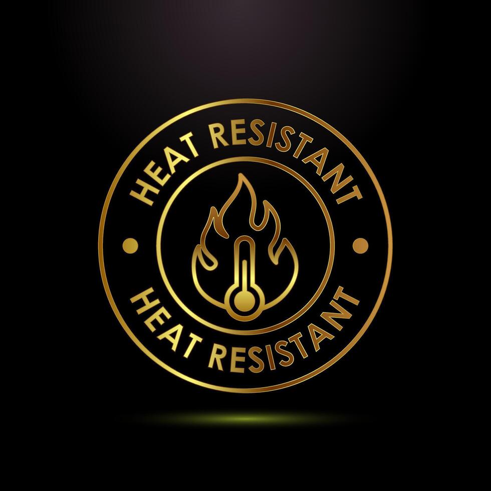 Heat resistant icon design, Heat resistant label sign in gold color style vector