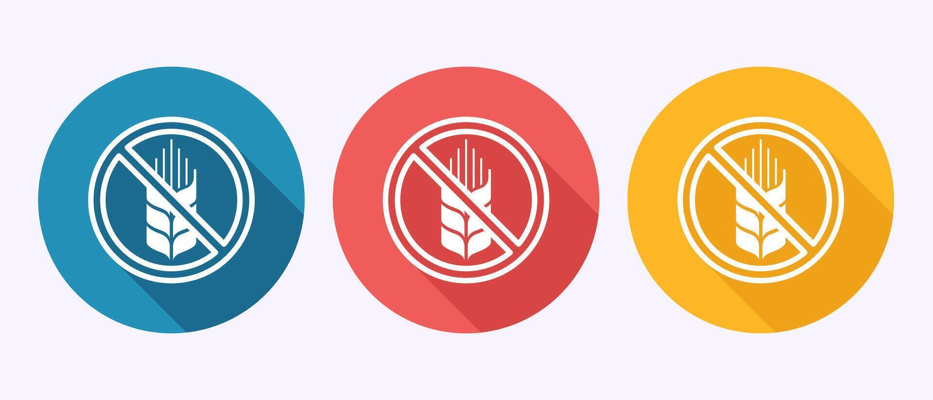 Gluten free icon illustration, Non gluten food sign symbol in shadow button design vector