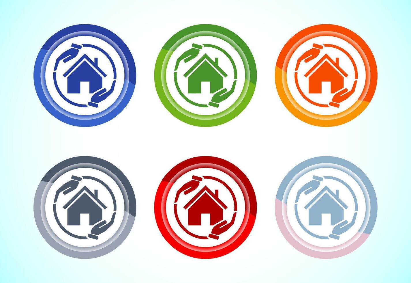Home care icon illustration, House care logo 6 color button design set vector