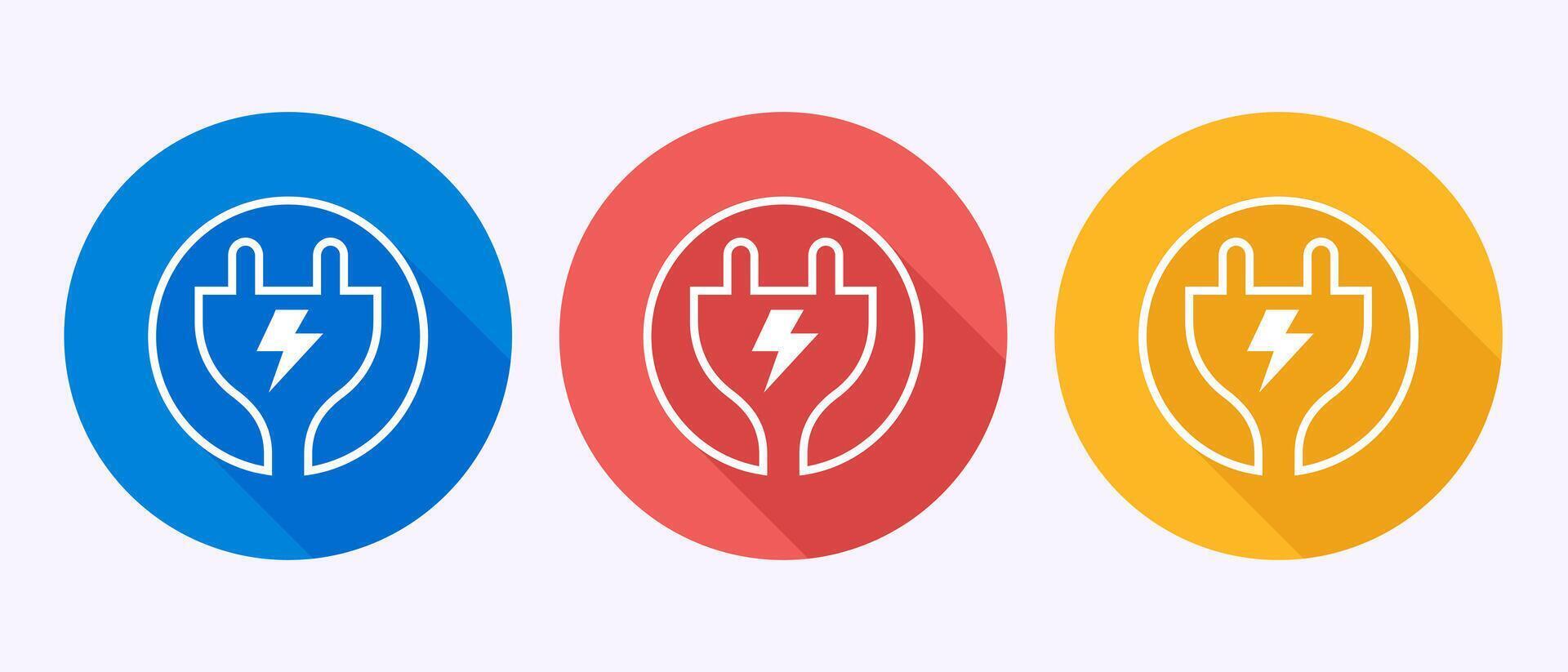 Plug icon design illustration, Electricity, power symbol in shadow button design vector