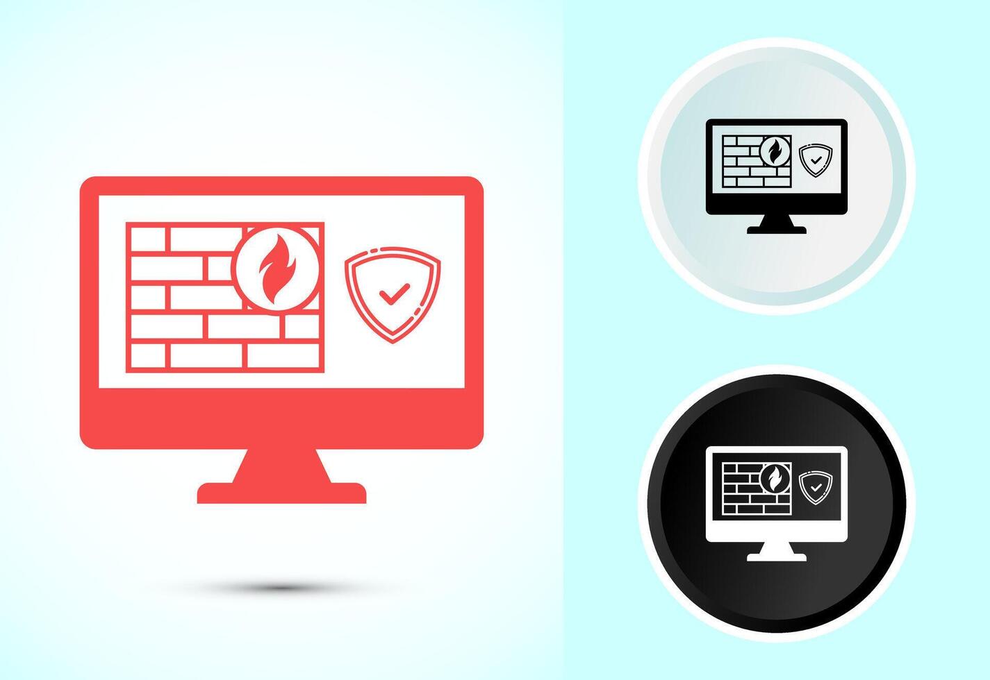 Firewall icon design illustration. Brick wall and fire icon vector