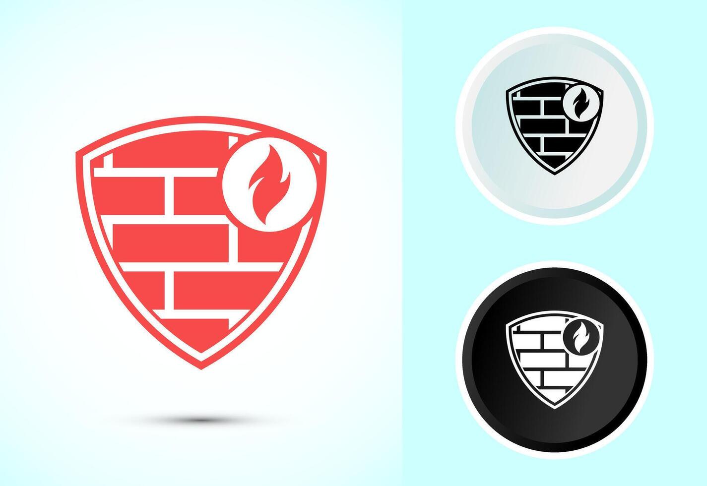 Firewall icon design. Brick wall and fire icon, Internet security sign vector