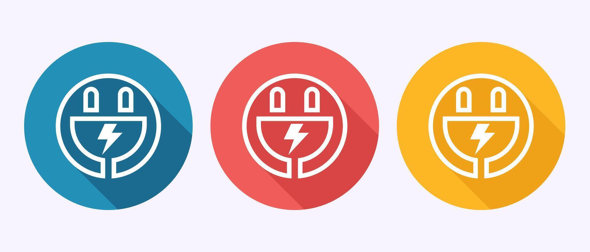 Plug icon design, Electricity, power sign symbol in shadow button design vector