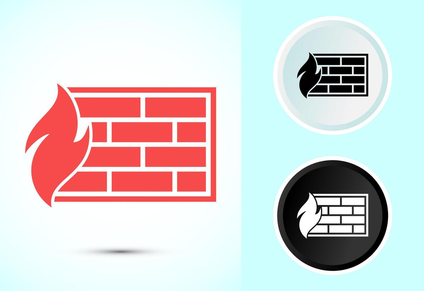 Firewall icon design illustration. Brick wall and fire icon, Internet security sign vector