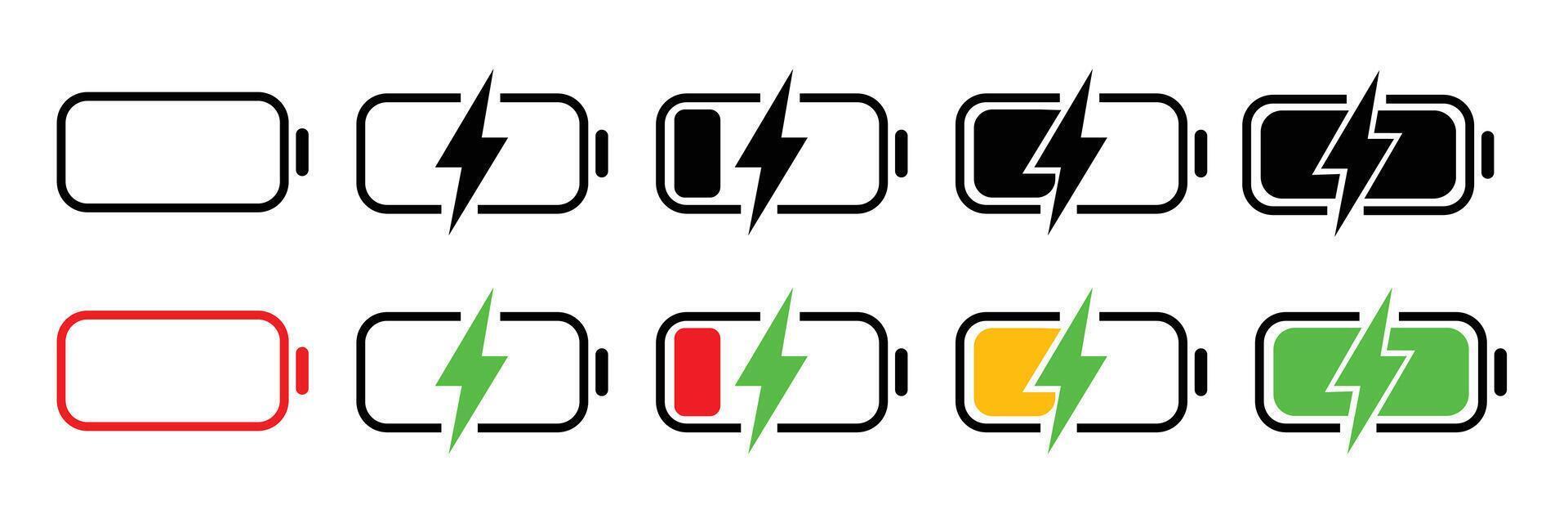 Battery icons set on isolated background. Battery charge icon. vector