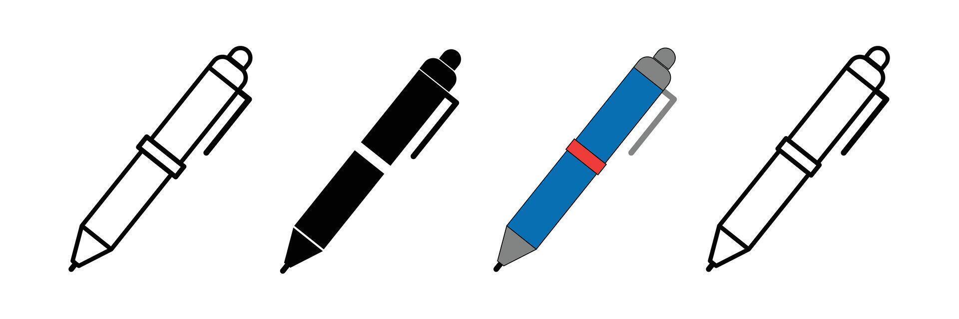 Pen icon symbol line, fill, and color icon for graphic and web design collection vector