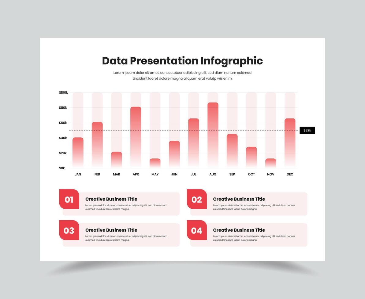 Corporate Data Presentation Infographic Slide Template with Text Highlights vector