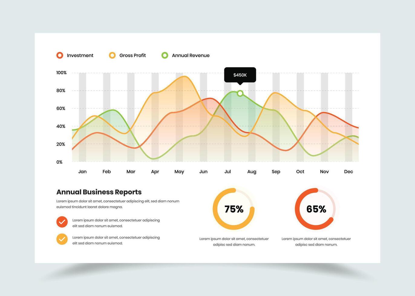 Professional Data Visualization Slide Template for Annual Reports vector