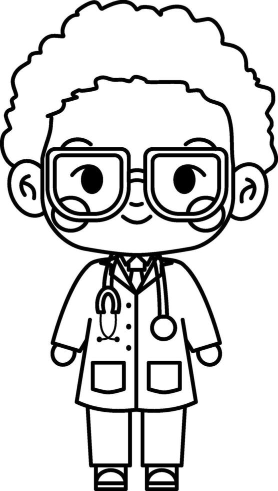 character of male doctor with glasses and curly hair vector