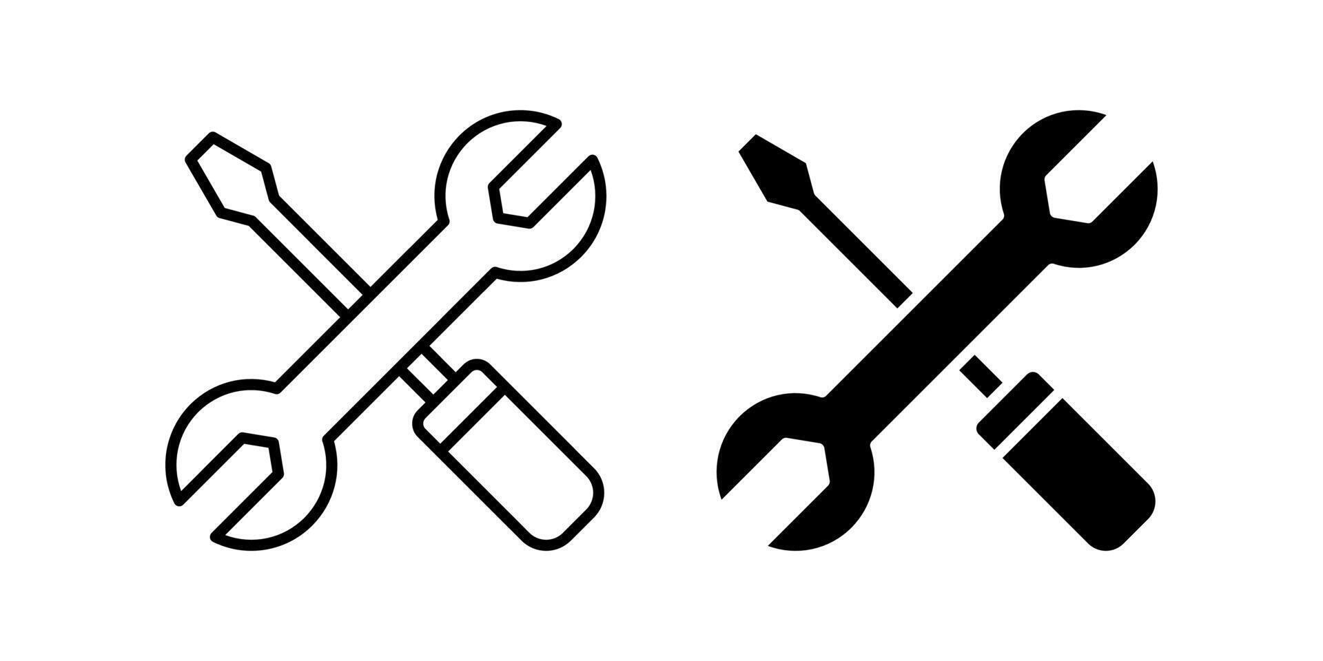 Tools icon set. screwdriver and wrench Symbol. Settings sign. for mobile concept and web design. illustration on white background vector