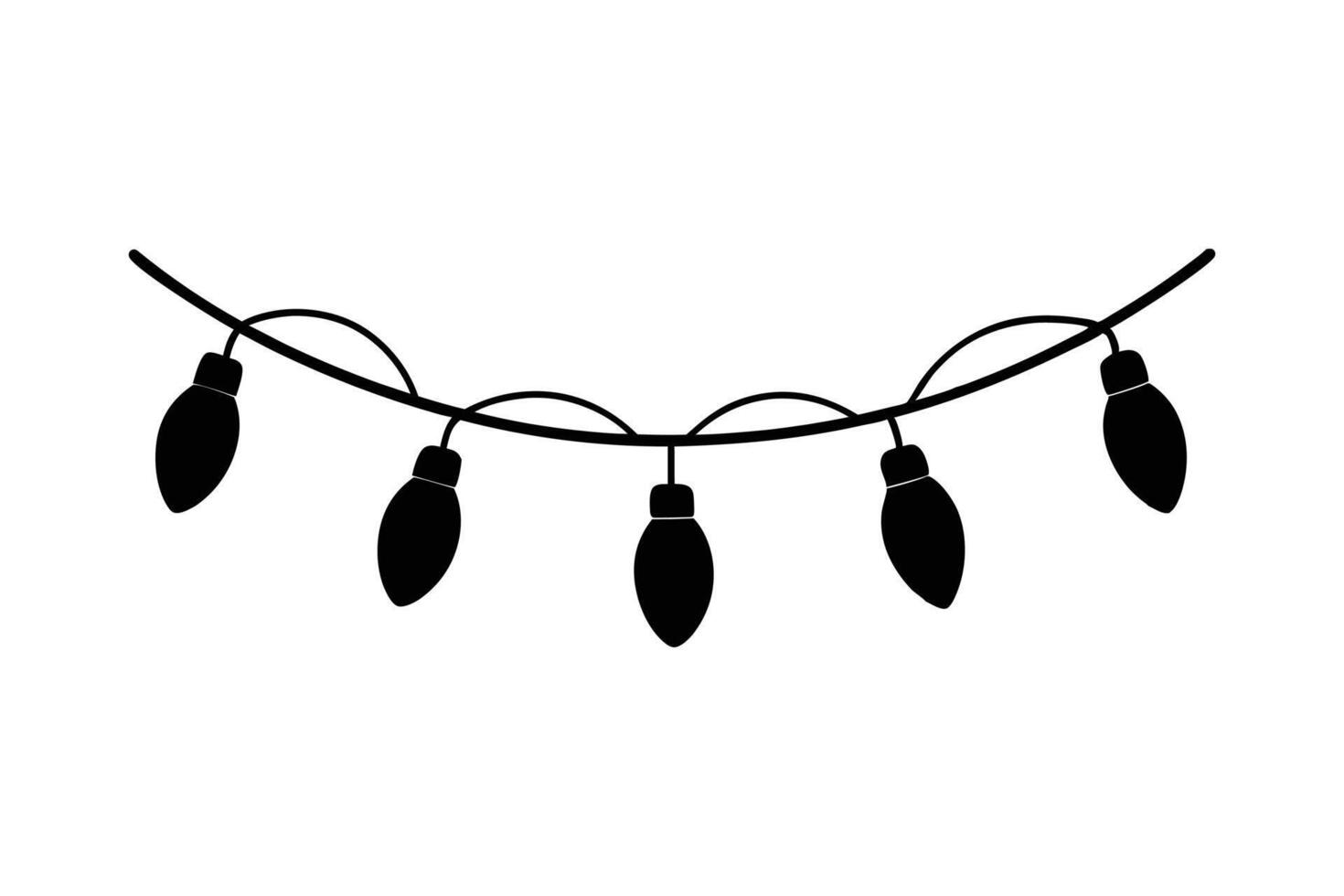 Silhouette art illustration of Christmas lights string vector