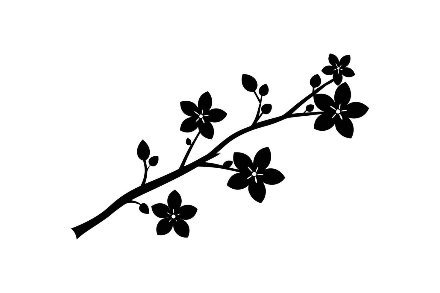 Silhouette art illustration of cherry blossom branch vector