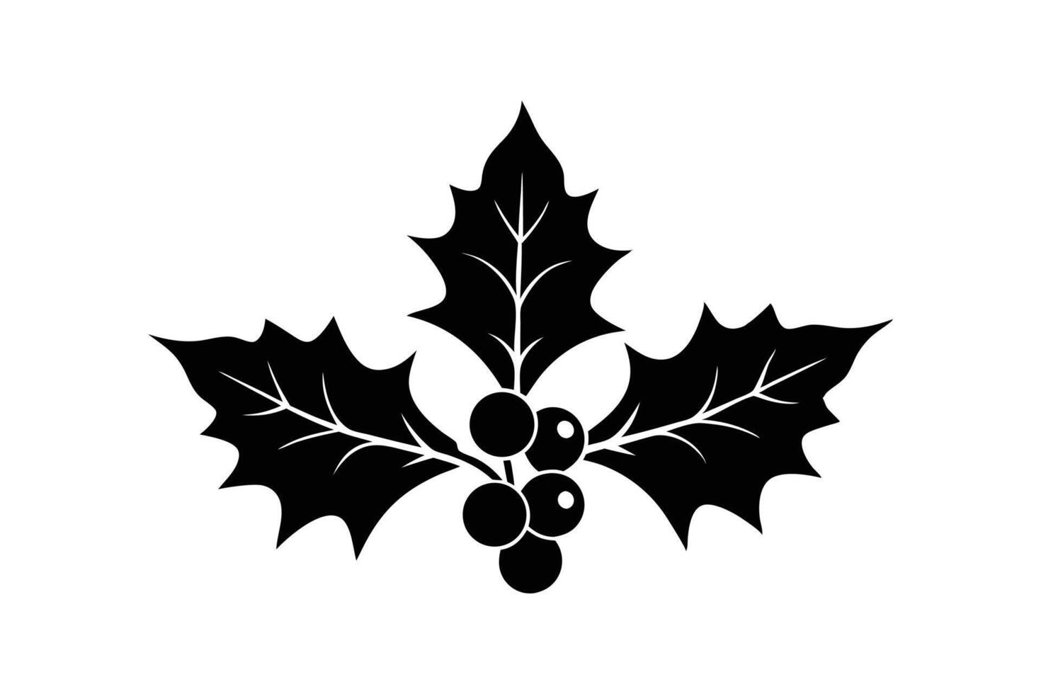 Silhouette art illustration of holly leaves and berries vector