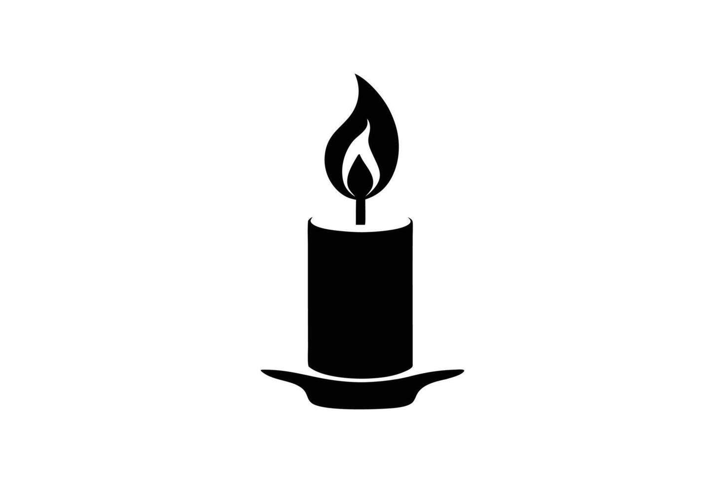 Silhouette art illustration of Christmas candle with flame vector