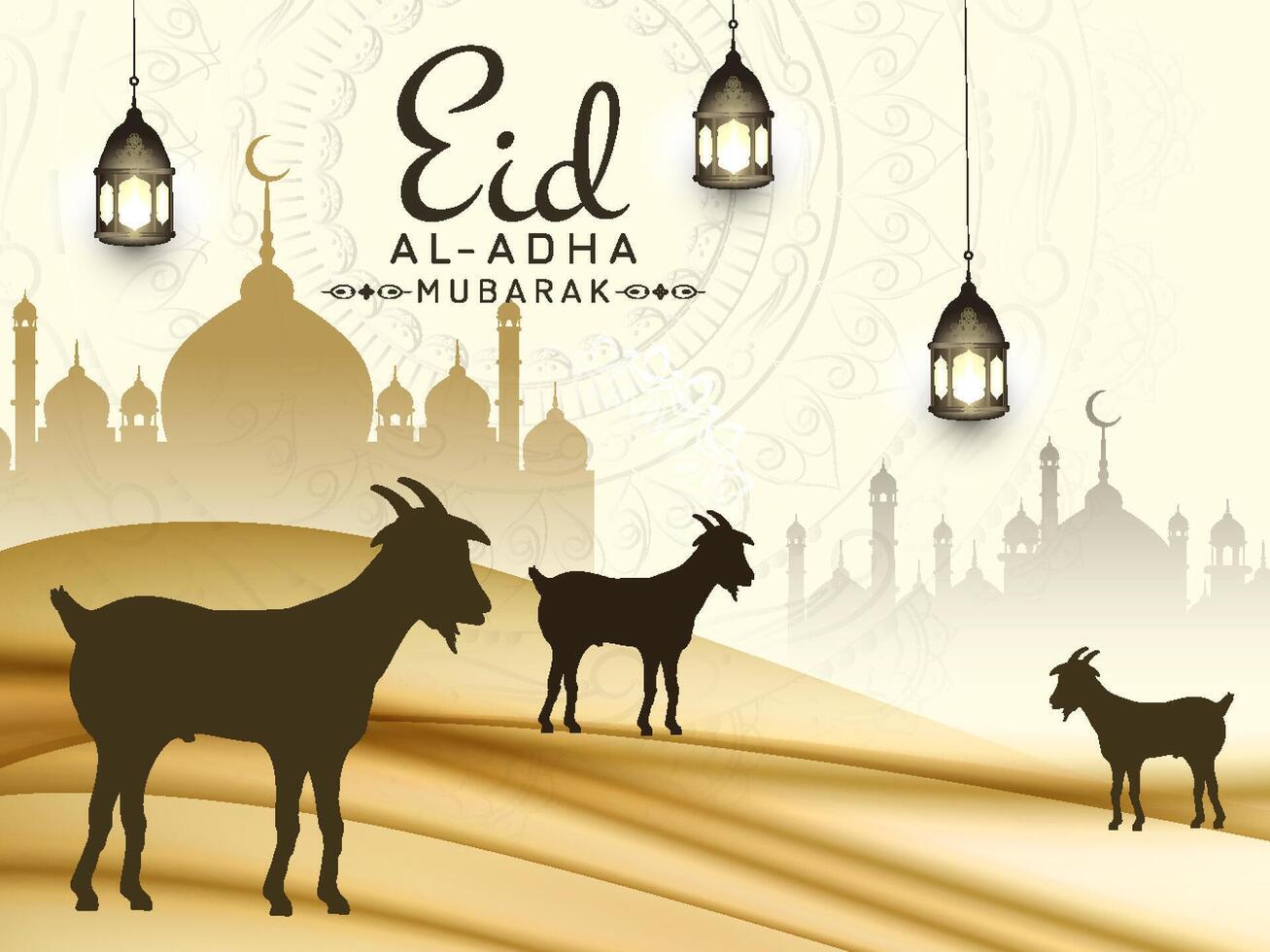 eid al adha mubarak islamic elegant stylish background vector