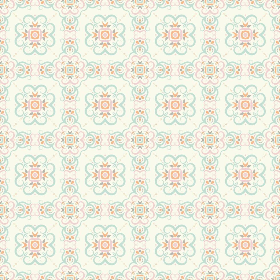 seamless pattern with delicate ornament. Background with floral swirls and curvy shapes in soft pastel tones. Decorative swatch for textiles, wallpapers. vector