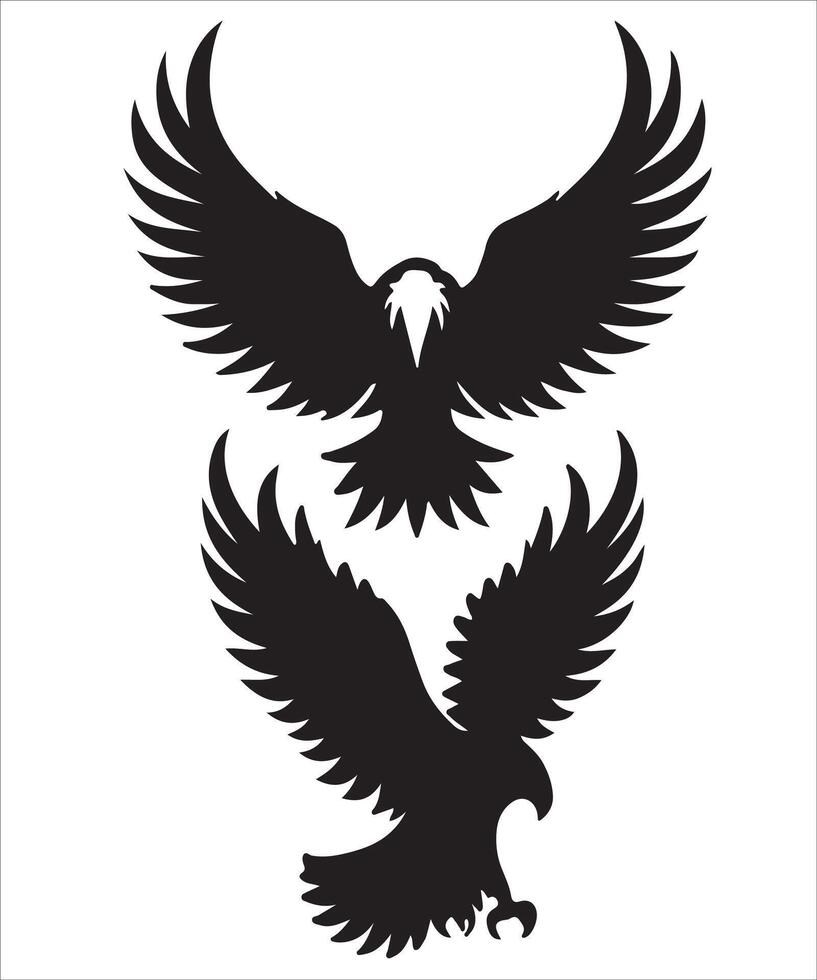 eagle head illustration. eagle head set silhouette. vector