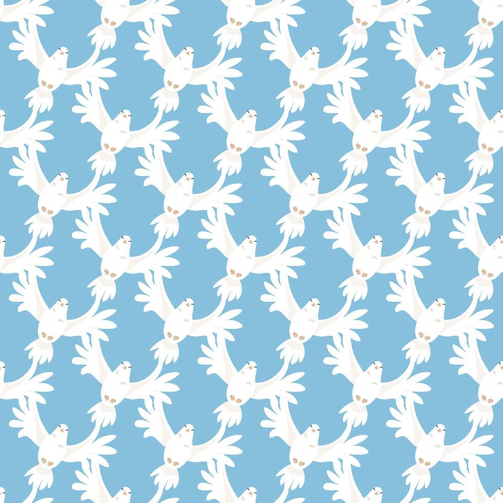 Seamless pattern of White Doves of Peace for the religious holiday of Pentecost vector