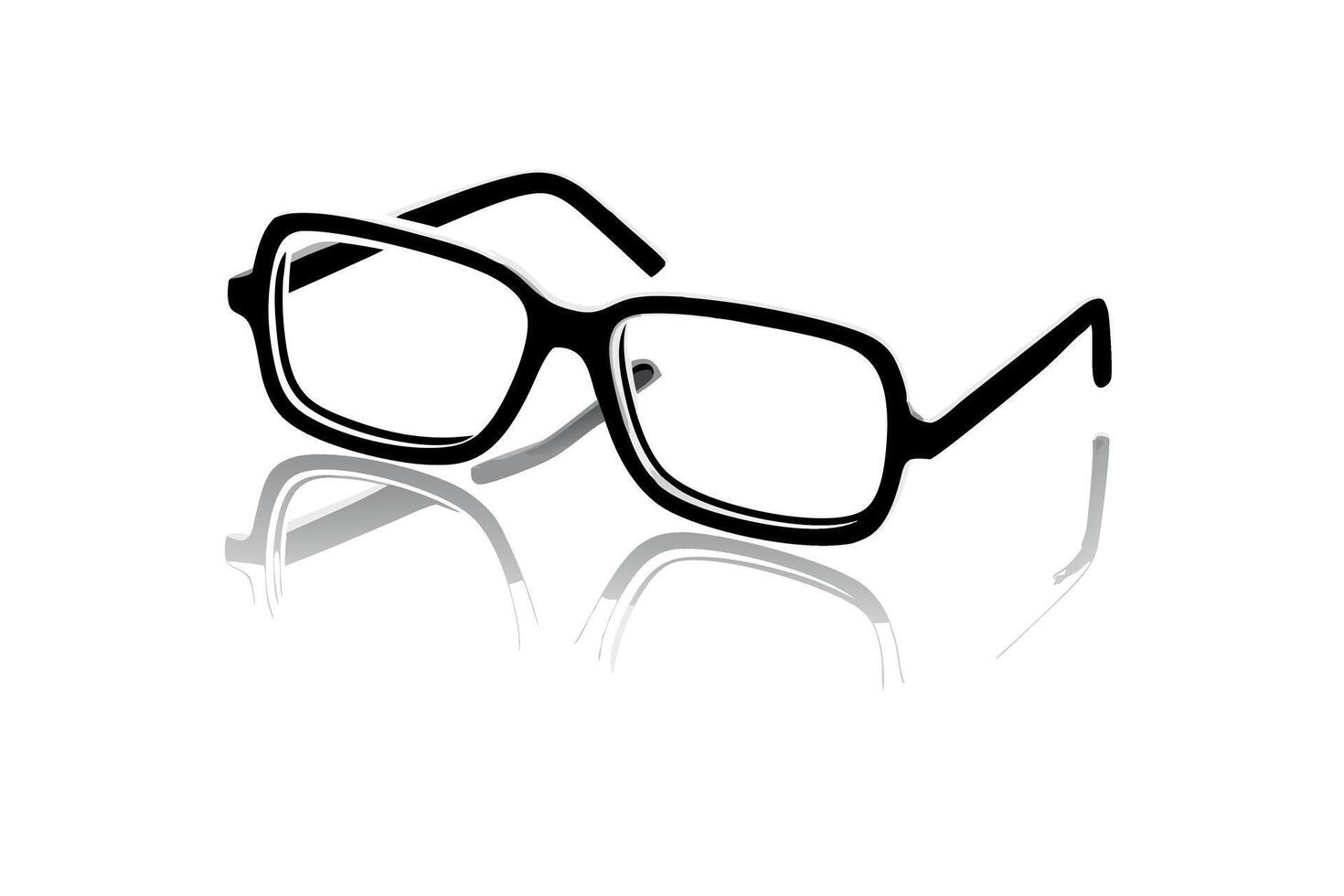 Line Art Icon Set Stylish Reading Glasses Illustration in Black Outline, Suitable for Health, Eye Care, and Fashionable Accessories on Transparent Background. vector