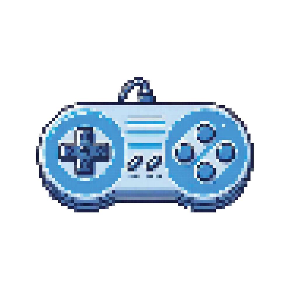 simple y2k pixel art illustration classic blue joystick, white background. vector