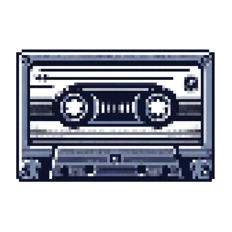 illustration y2k pixel art simple classic cassette tape, white background. vector