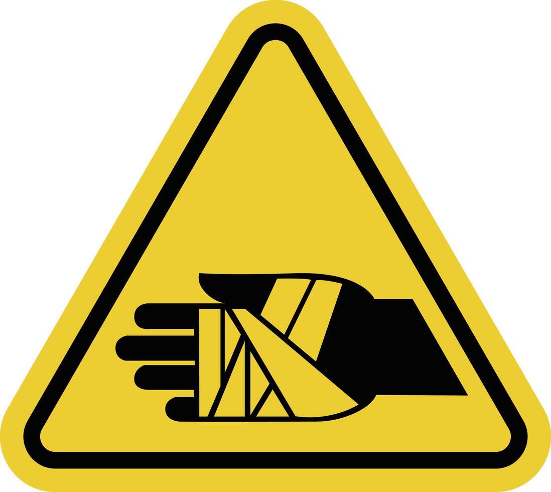 Sign chemical burns. Risk of chemical injury. Corrosive substances. Areas where special care and personal protective equipment are required. Warning yellow triangle road sign. vector