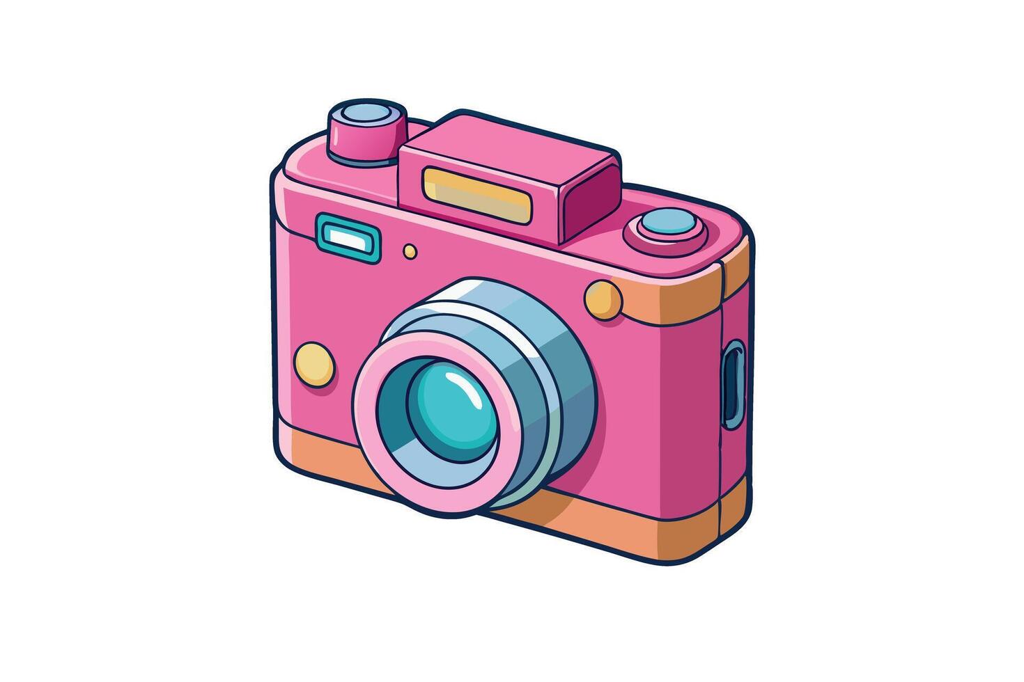 Compact and eye catching pink camera with sleek design and modern functionality, ideal for capturing high quality photos with a stylish flair vector