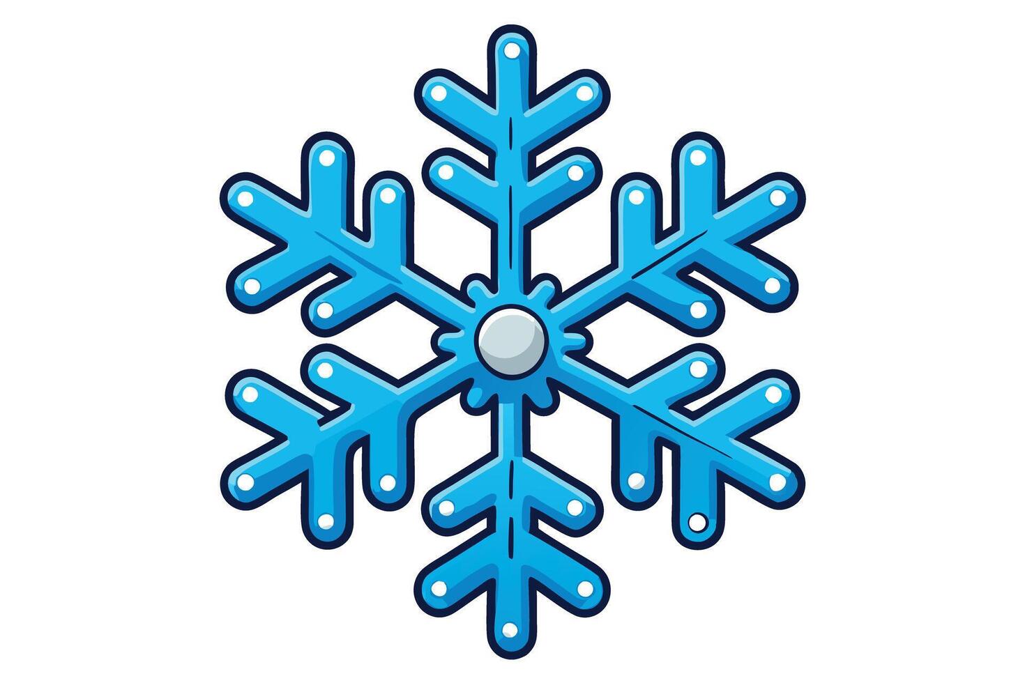 snowflake icon with a happy expression, perfect for winter holidays, cold weather themes, and cheerful, lighthearted designs vector
