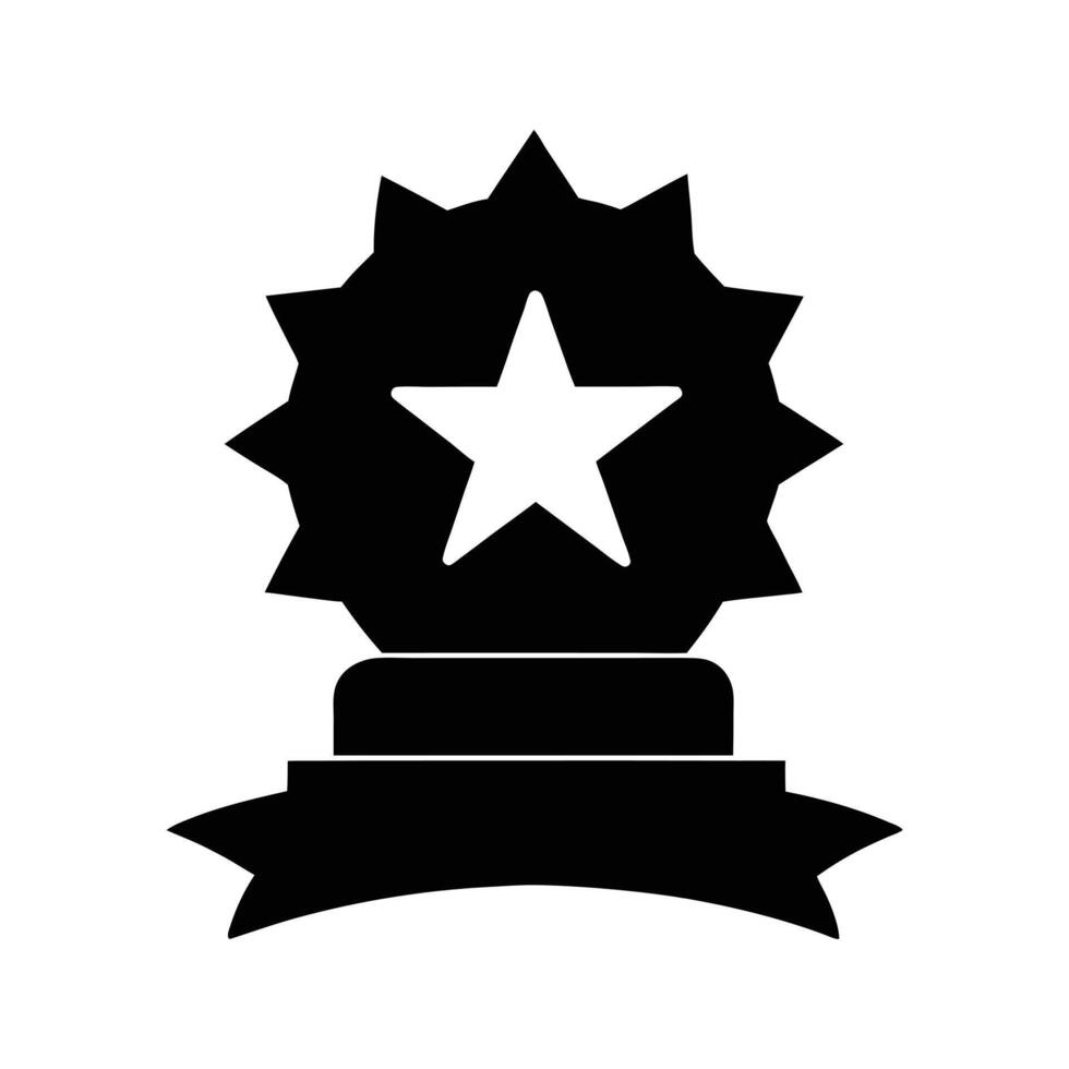 Black and White Star Award Icon with Ribbon vector