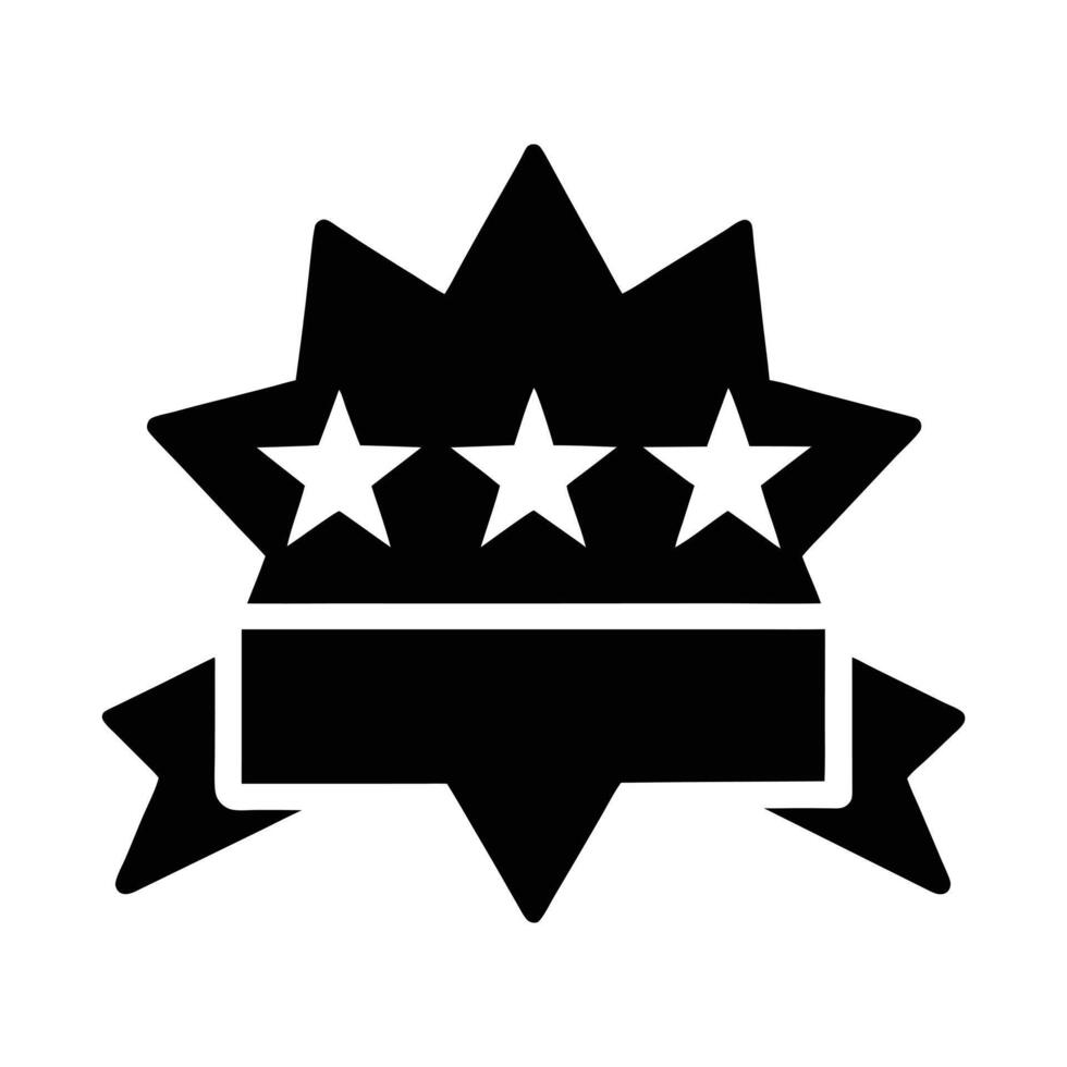 Three Star Award Badge with Ribbon and Banner vector
