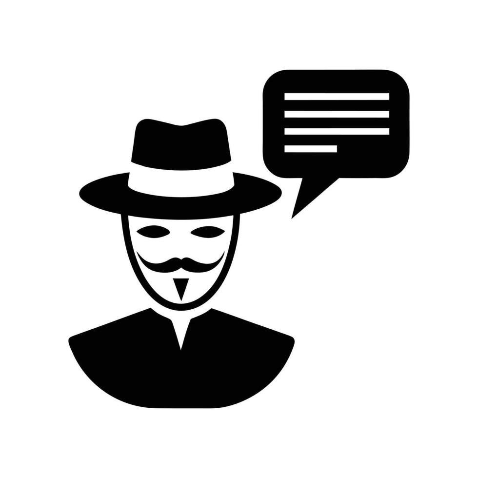 Anonymous Man in Fedora Hat with Speech Bubble vector