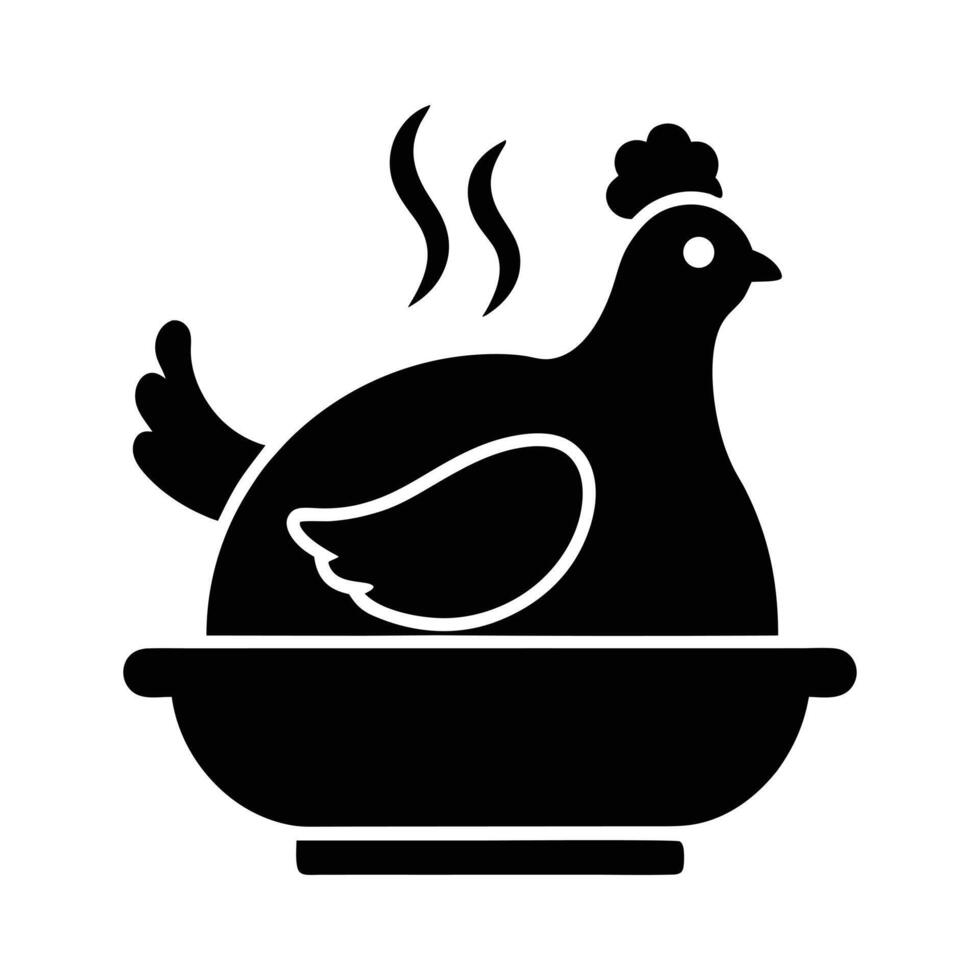 Steaming Roasted Chicken in a Serving Dish vector