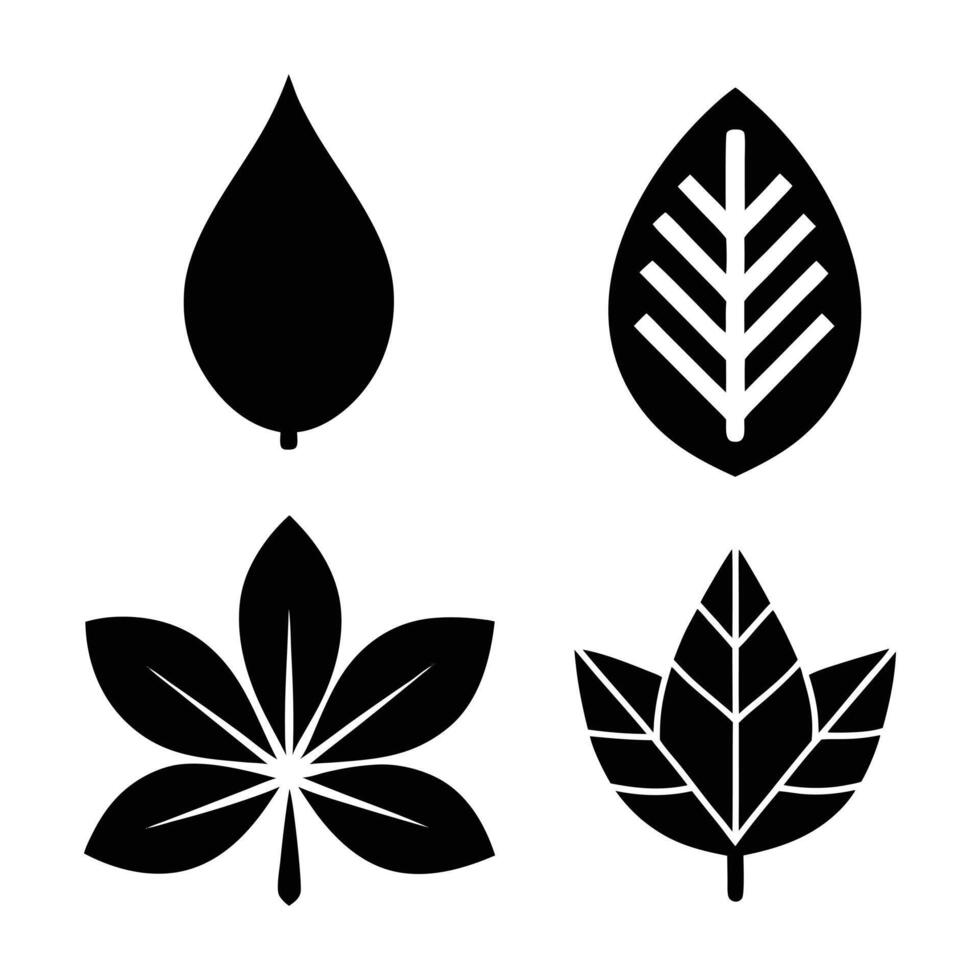 Collection of Four Simple Black Leaf Icons vector