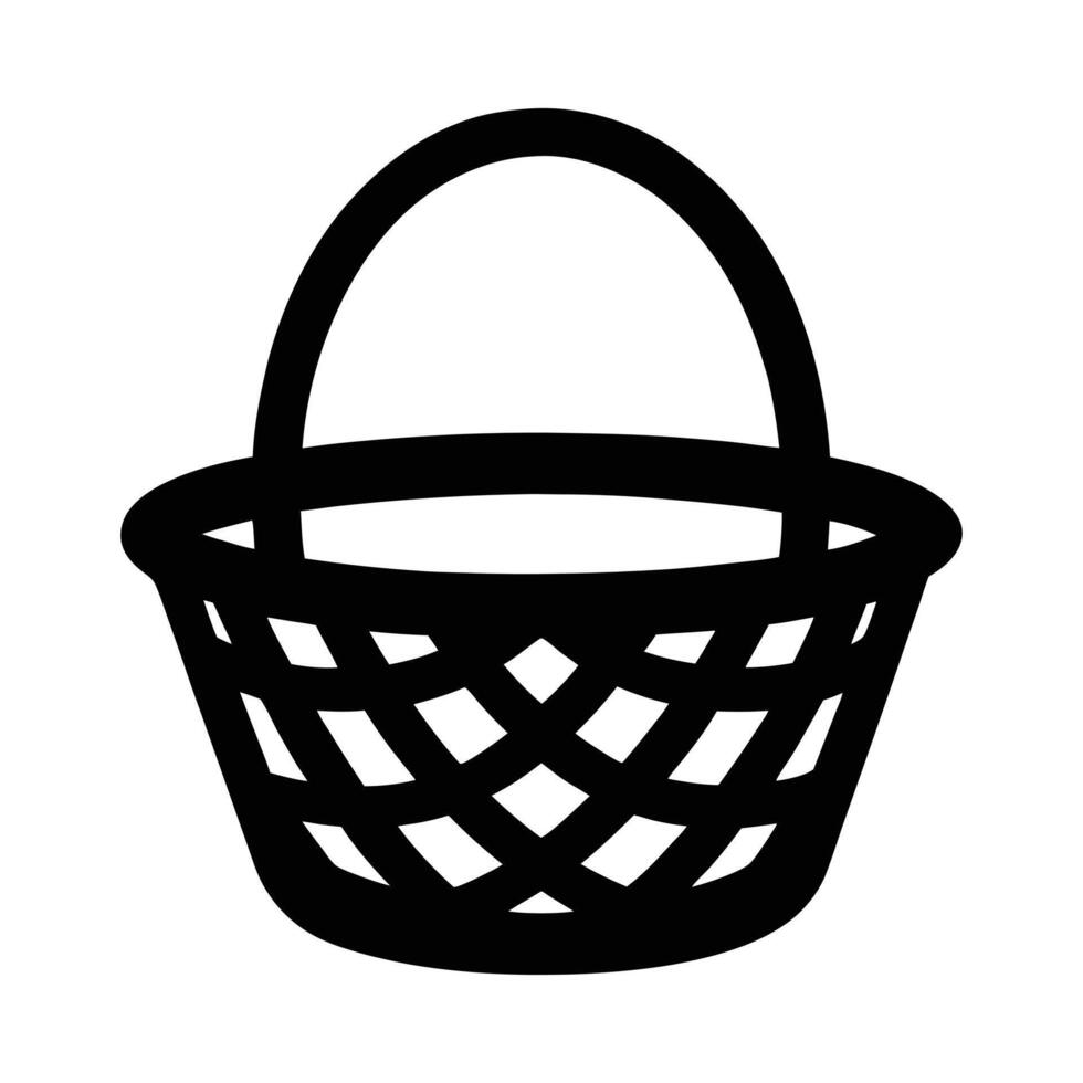 Simple Black and White Basket Icon Illustration vector
