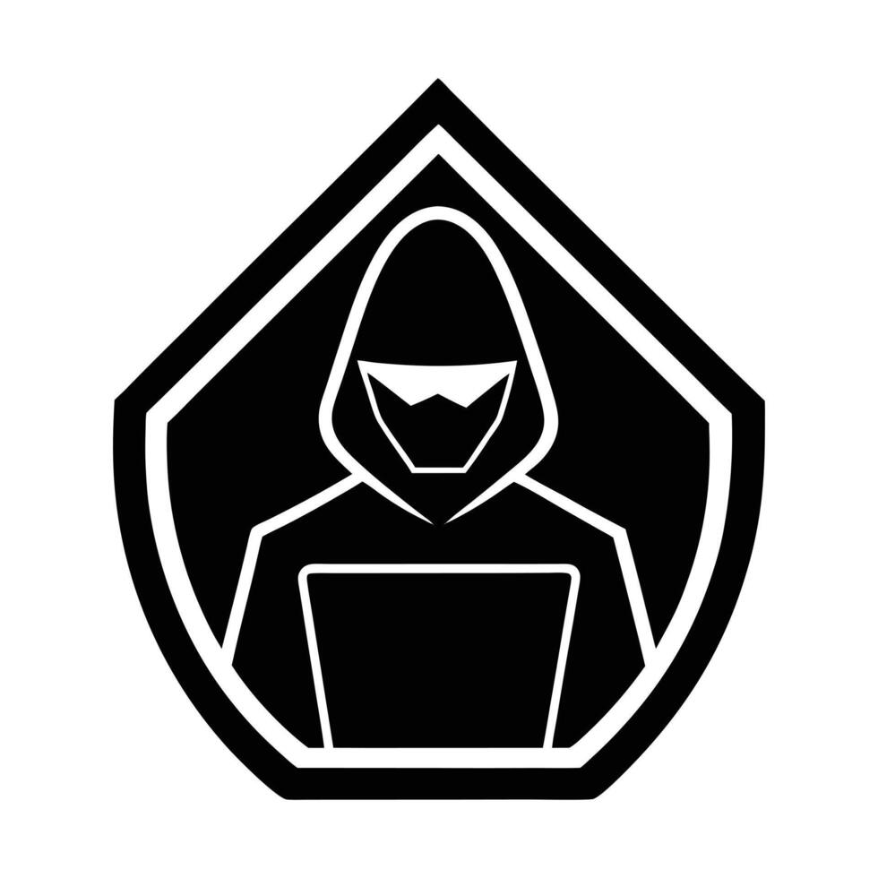 Anonymous Hacker Icon within a Protective Shield vector