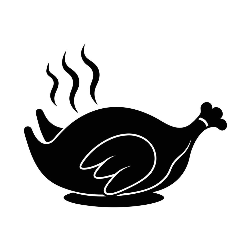 Roasted Chicken Icon Steaming Hot Delicious Meal vector