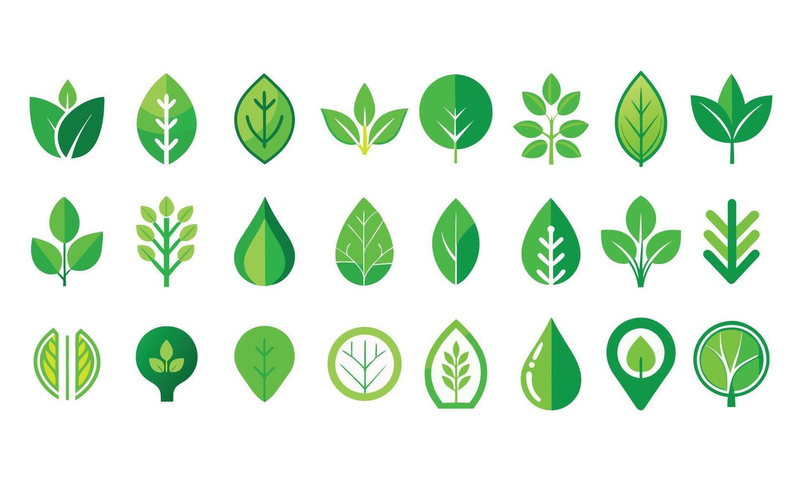 Organic and Botanical Leaf Icons for Eco-Friendly Designs vector