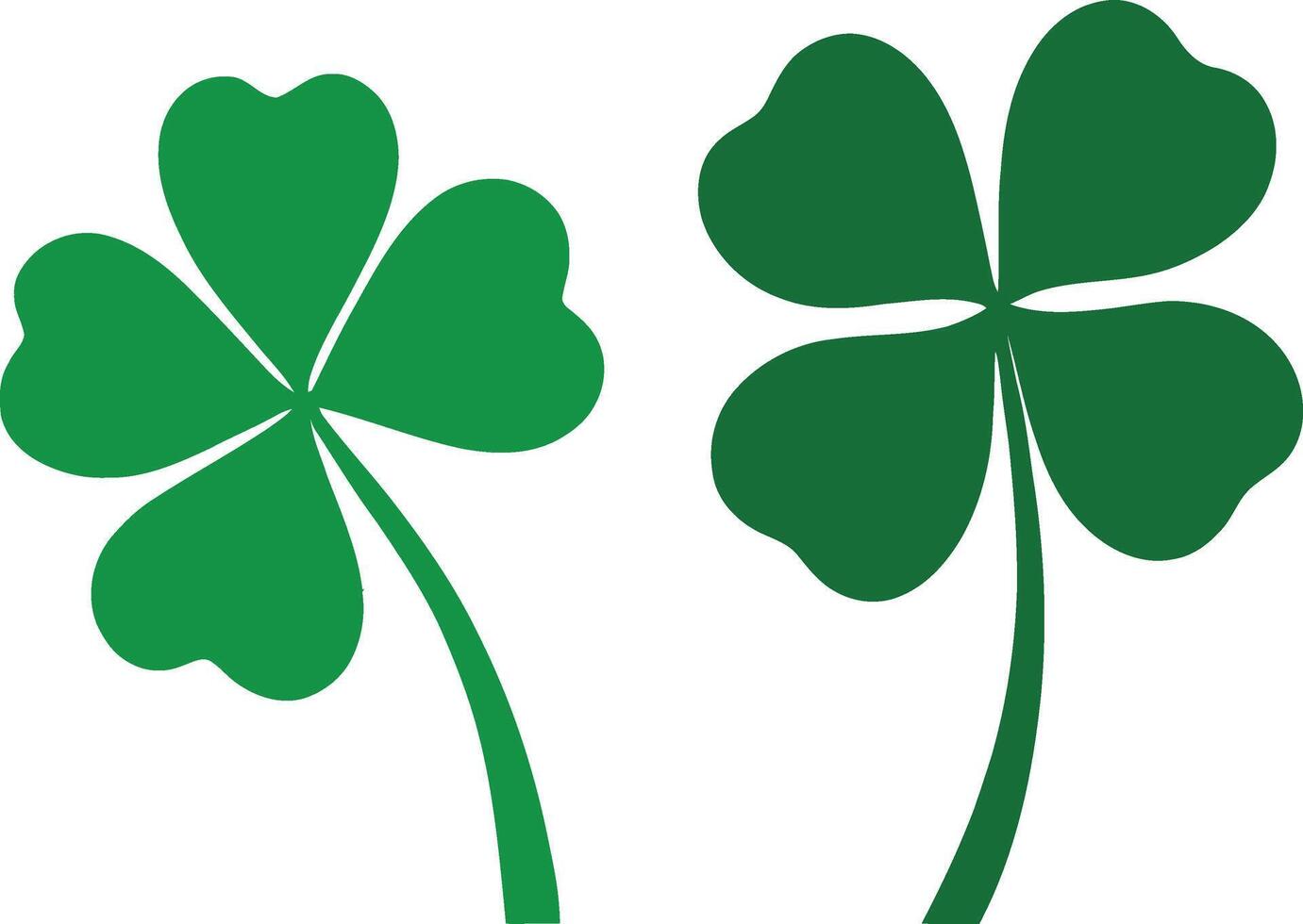 flat style silhouette of St. Patrick's day green lucky clover leaf. Clover icon illustration. clover sign and symbol. four leaf clover icon. vector