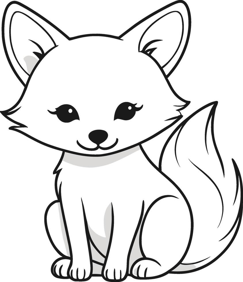 A cute little fox cub. simple lines, cartoon style, happy, cute, funny, animal in the world. coloring book illustration vector