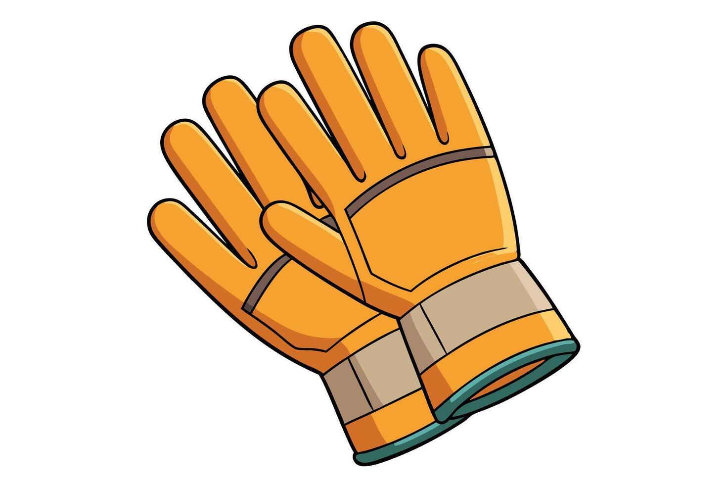 heavy duty safety gloves with a vibrant orange color and reflective strips, designed for workers in hazardous environments vector