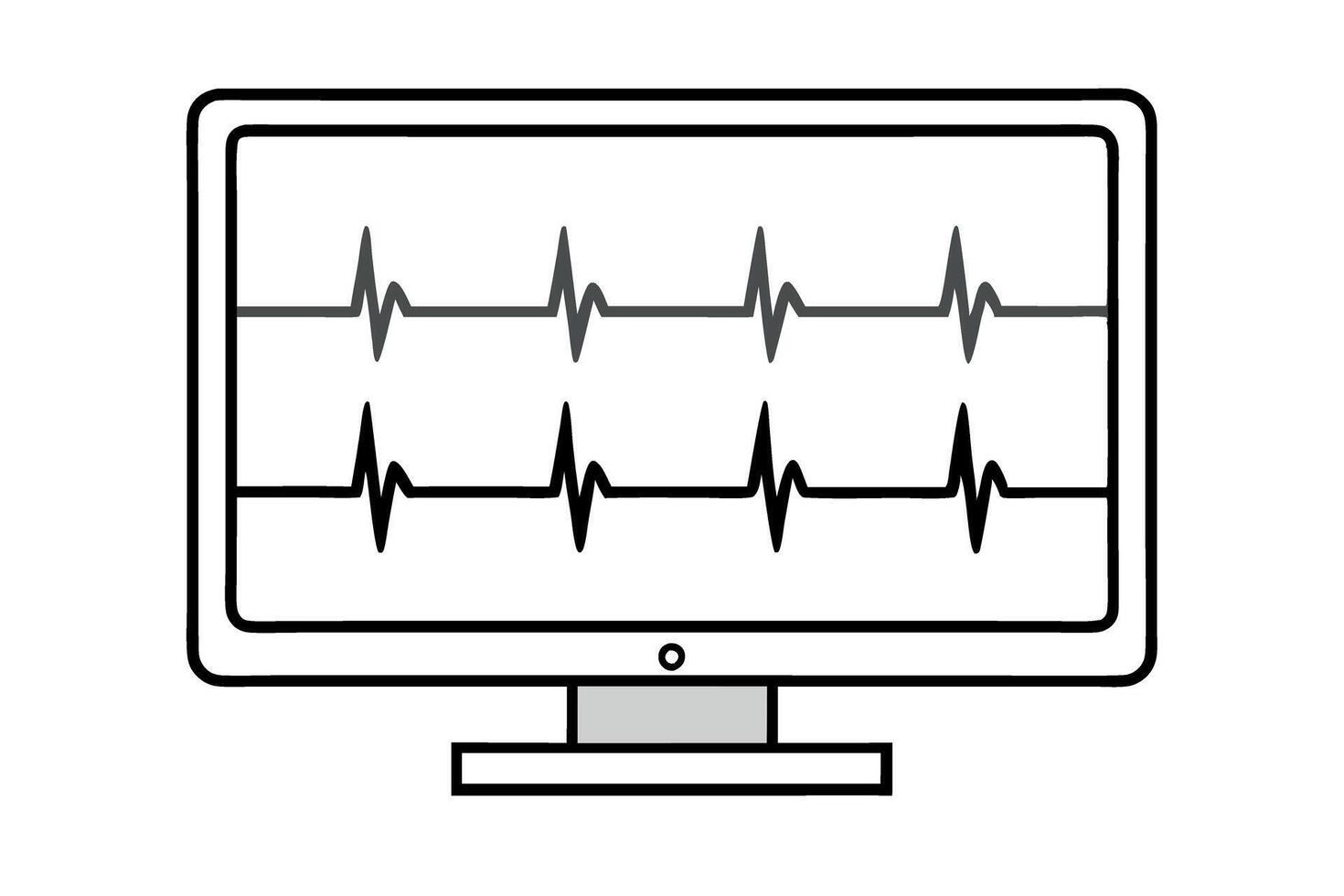 Medical icon set showing ECG monitor with beeping trace line on display for healthcare purposes vector