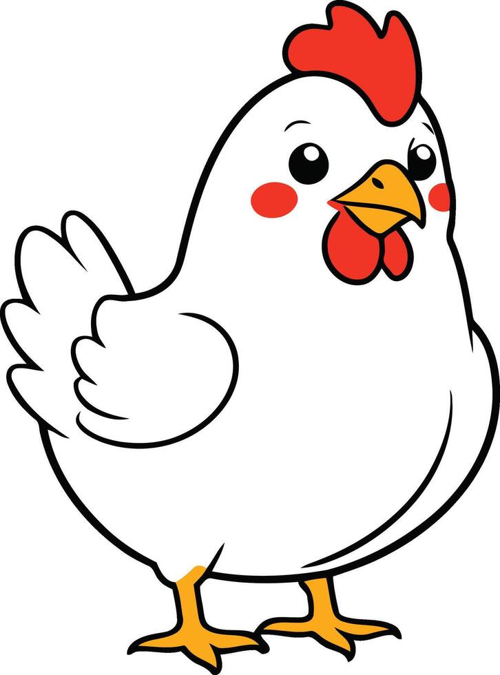 Cute Chicken cartoon icon illustration. chicks in simple kawaii style isolated in white. vector