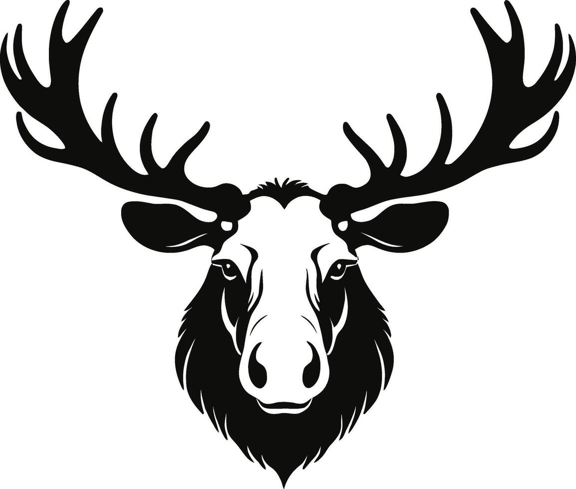 a silhouette of a moose head isolated in white background. Elk head. Reindeer head. Wild animal. Hunting logo. illustration clip art. vector