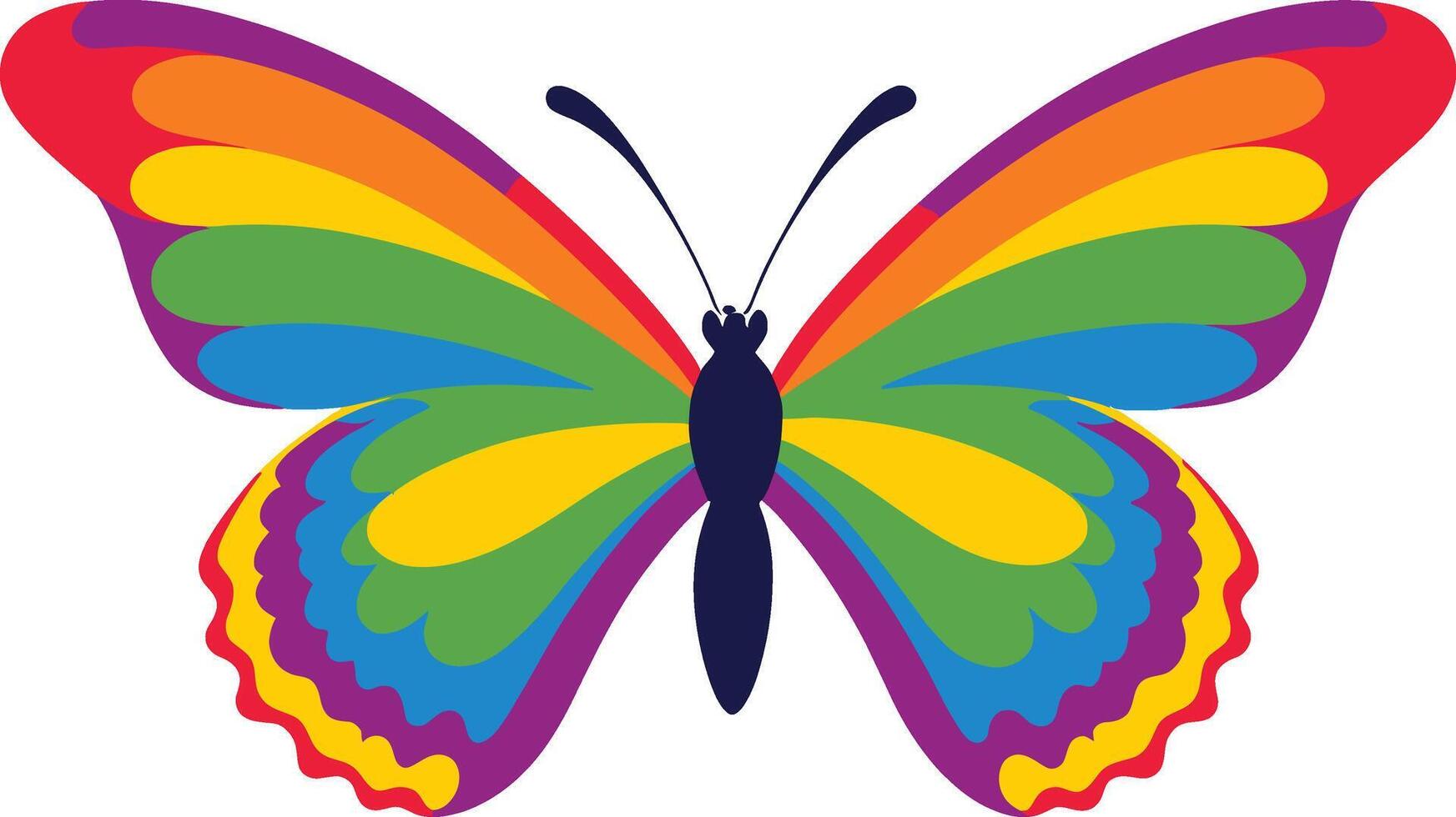 rainbow colored butterfly. Pride month concept design. LGBT butterfly for stationery, mug, t shirt, phone case fashion slogan style spring summer stickers vector