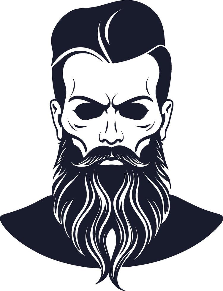 Silhouette of Bearded Hipster Man with Stylish Haircut Representing Modern Barber Shop Logo, Male Grooming, Trendy Head Profile, and Cool Avatar Character Concept vector