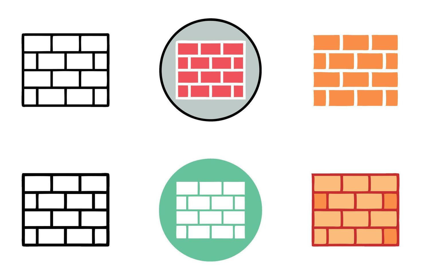 Brick Wall Layouts and Brick Patterns in Different Variations for Construction and Architecture Labour Day or Labor Day Line Art Icon Set vector